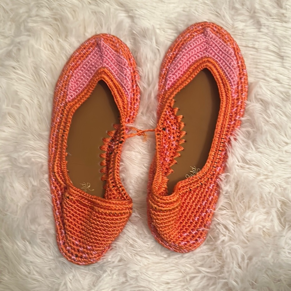 Orange and Pink Women's Crochet Shoes